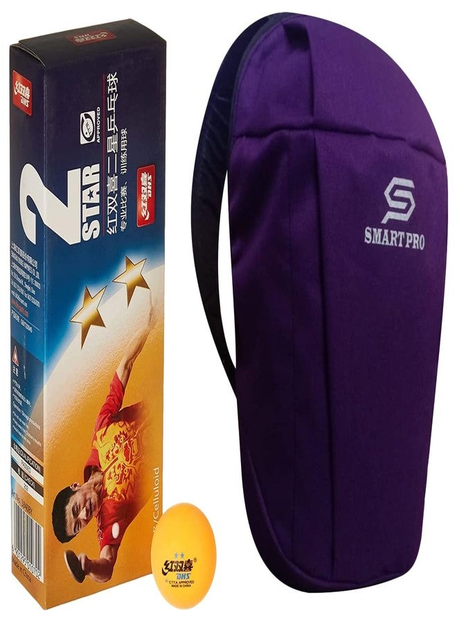 دي إتش أس كرة تنس الطاولة DHS 40 مم، نجمتان، برتقالية (علبة من 10 قطع) 40 قطعة مع غطاء Smart PRO TT خاص، لون أزرق سماوي سريع - Image 1