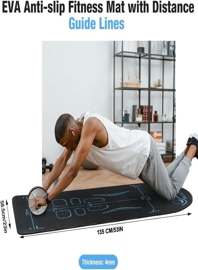 SARJAK Exercise Mat 7mm Thick | Non-Slip Core Training Pad with Distance Guide Lines | Knee & Joint Support Workout Mat for Ab Wheel, Yoga, Pilates & Floor Fitness | Noise-Reducing, Anti-Skid - Image 2
