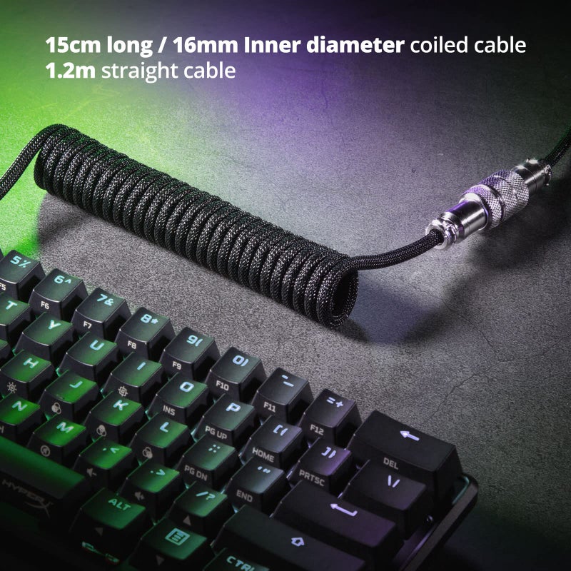 GUNMJO Pro Custom Coiled USB C Cable for Gaming Keyboard, Double-Sleeved Mechanical Keyboard Cable with Detachable Metal Aviator, 1.5M USB-C to USB-A, Classic Black Color - Image 4