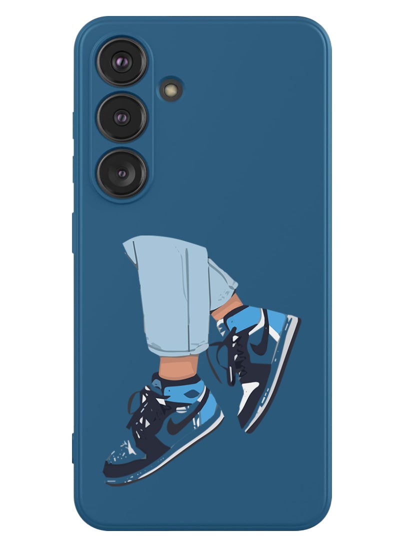 Theodor Protective Slim Fit Case Liquid Silicone Cover with Full Body Protection Anti-Scratch Shockproof Case For Samsung Galaxy S24 (Blue) - Sneakers - Image 1