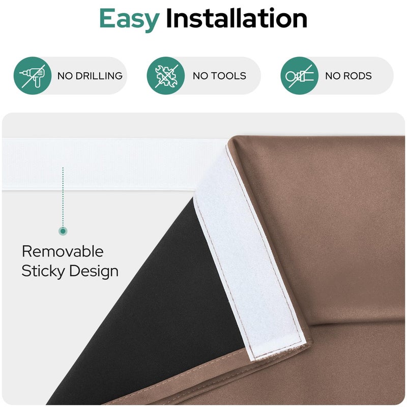 HOMEIDEAS HOMEIDEAS 100% Blackout French Door Curtains  Privacy Small Door Curtains for Door Window  26 X 20 Inch Door Shades for Front Door  Thermal Insulated Door Window Covering  (1 Panel  Coffee) - Image 3