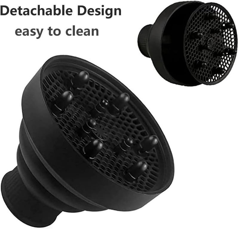 KUAZIVI Universal Collapsible Hair Dryer Diffuser Travel and Easy Storage Diffuser Fit Most of Hair Dryer (Black) - Image 3
