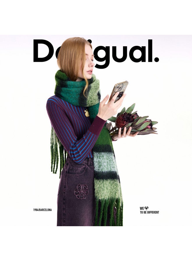 DESIGUAL 25 Autumn Winter New Stretch Slim-Fit Striped Color-Blocking High-Neck Women'S Knitted Sweater - Image 2