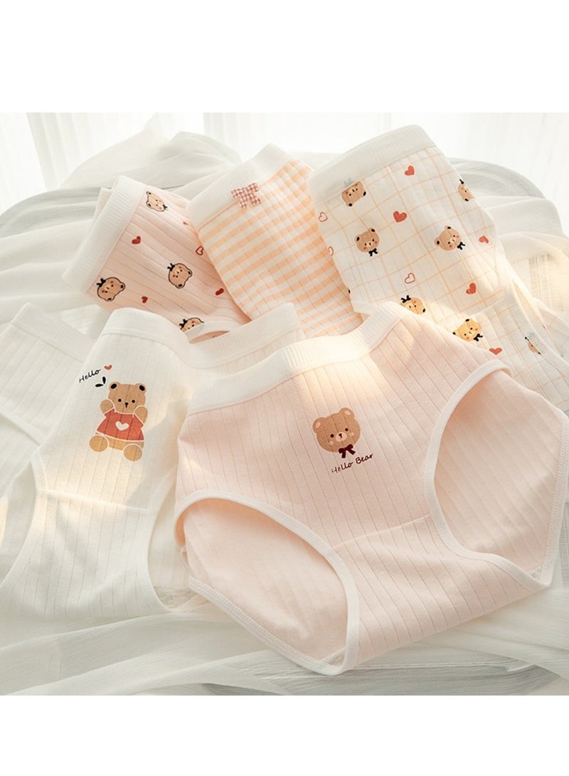مجموعة من 5 ملابس داخلية قطنية أنيقة بخصر متوسط، ملابس داخلية مريحة وجيدة التهوية للفتيات - Image 1