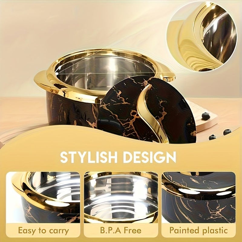 3pcs Green Thermal Casserole Dish Set With Lids Insulated Stainless Steel Food Warmer For Hot And Cold Food Serving Bowl For Buffets Hot Pot Sets Tableware For Office - Image 2