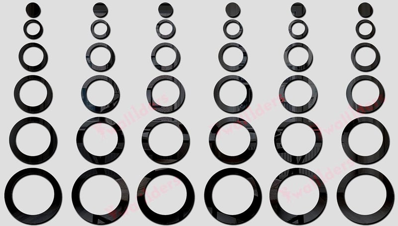 Wall1ders Wall1ders 36 Ring Black Six Size Ring Mirror Stickers for Wall Acrylic Stickers Wall Mirror Stickers Wall Stickers for Bedroom Hall Home Offices - Image 1