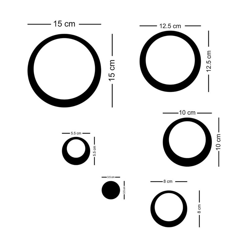Wall1ders Wall1ders 36 Ring Black Six Size Ring Mirror Stickers for Wall Acrylic Stickers Wall Mirror Stickers Wall Stickers for Bedroom Hall Home Offices - Image 2
