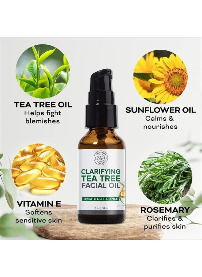 Beauty Foundry Clarifying Tea Tree Facial Oil, Targets Acne and Uneven Skin Tone, Antioxidant-Rich Beauty Oil, 1-fl oz/30ml (1 Pack)  - Image 3