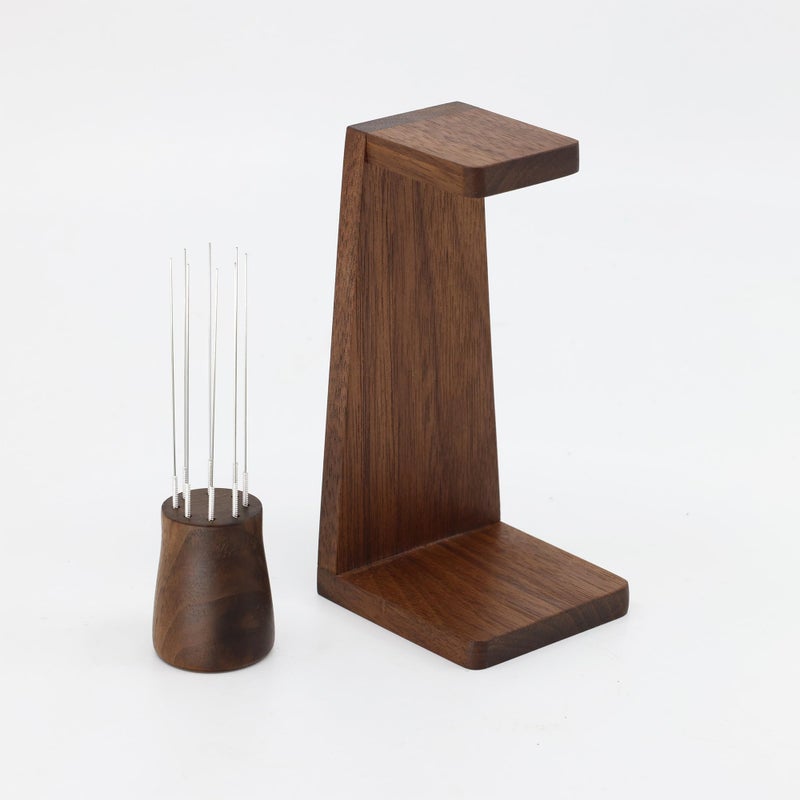 WALNUT COFFEE Handmade Walnut WDT Tool Espresso Distribution Tool with Magnetic Stand for Barista, 304 Stainless Steel 8 Needles 0.35mm - Image 2