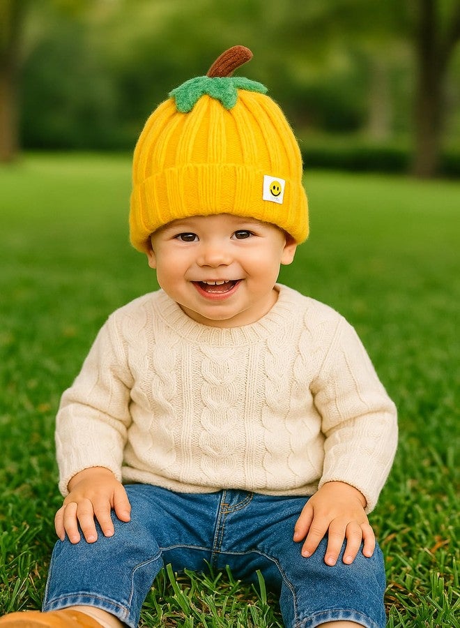 BABY STATION Unisex Warm Knitted Woolen Beanie Cap for Babies & Toddlers | Soft Winter Hat with | Comfortable & Stylish Baby Winter Wear 0-24 Months (in, Age, 0, 24 Months, E-Orange, Design 3) - Image 2