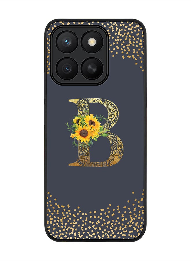 Stylizedd For Honor X8c Case,Slim fit Camera Protection, Shockproof Thin Phone cover  - Custom Floral Monogram - B  (Grey )