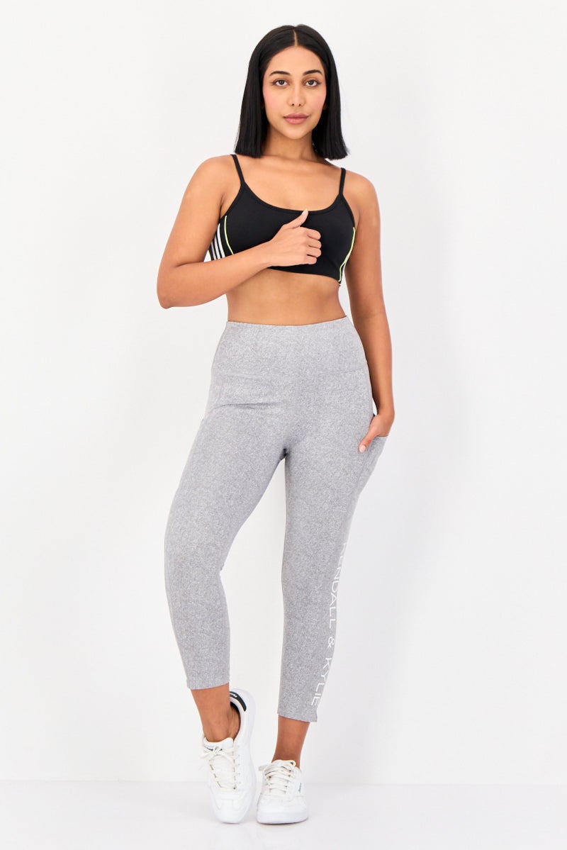 KENDALL + KYLIE Women Sportswear Fit Yoga Leggings, Grey - Image 4