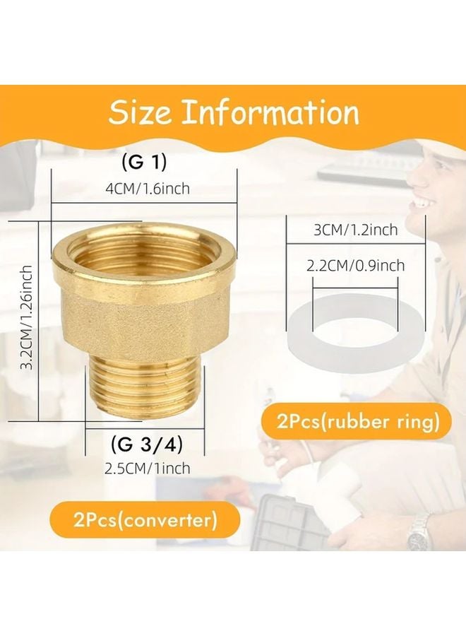 2 Pcs Brass Reducer 3 4 Inch OD to 1 Inch ID with Rubber Seal for Secure Pipe Connection - Image 4