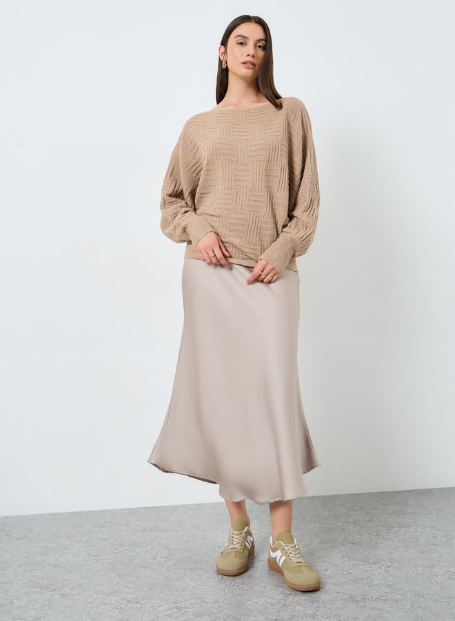 تايك تو كنزة محبوكة بلمسة نسيجية وأكمام واسعة - Image 2