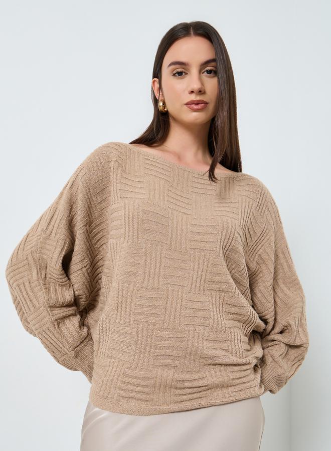 تايك تو كنزة محبوكة بلمسة نسيجية وأكمام واسعة - Image 4