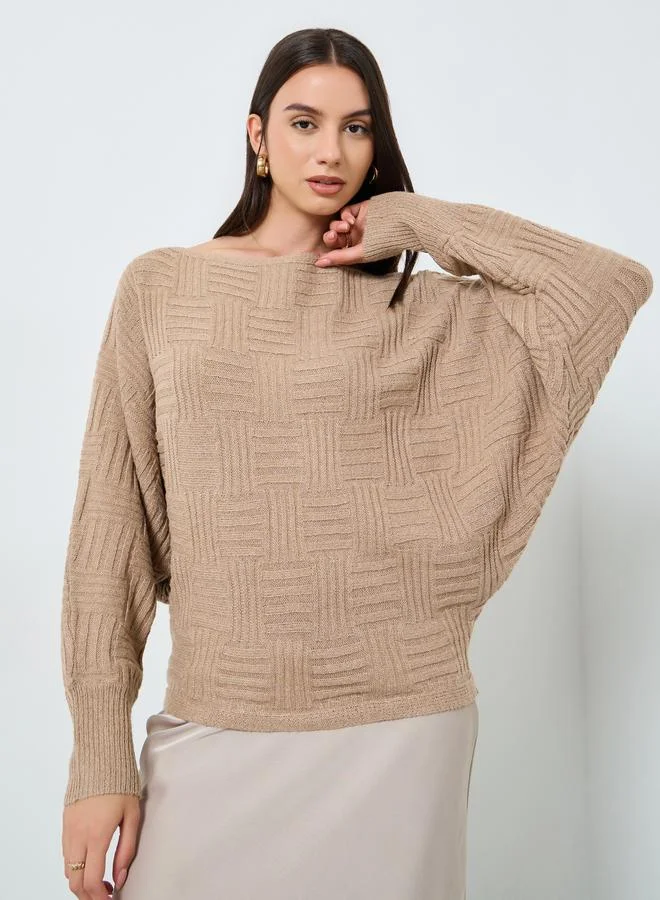 تايك تو كنزة محبوكة بلمسة نسيجية وأكمام واسعة