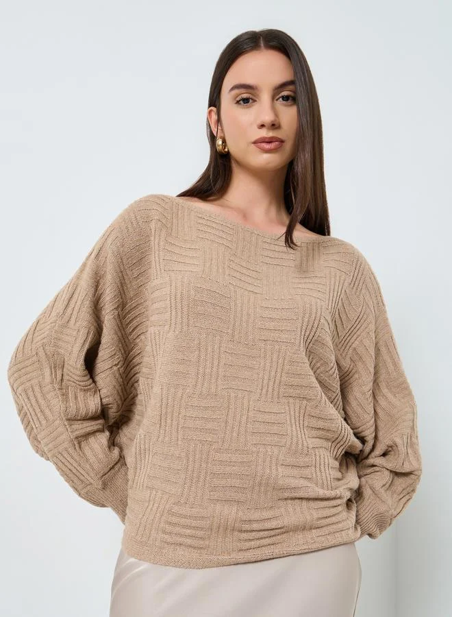 تايك تو كنزة محبوكة بلمسة نسيجية وأكمام واسعة