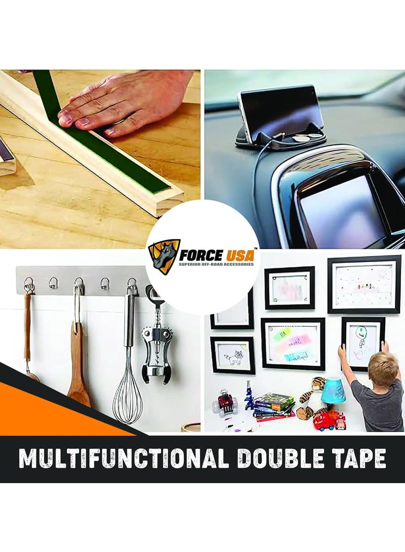 FORCE USA شريط لاصق أكريليكي مزدوج الجوانب - امتصاص صدمات متين، تطبيق سهل، والتصاق ممتاز للاستخدام الداخلي والخارجي (50 مم × 5 م) - Image 2