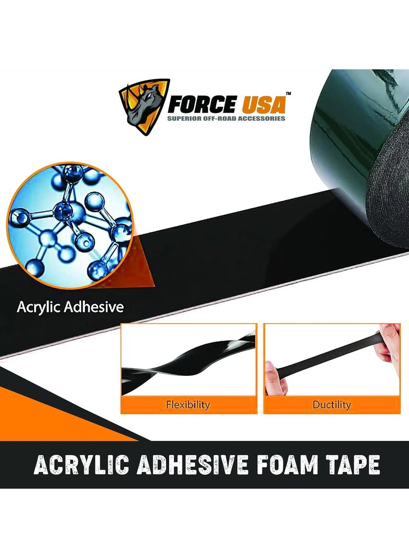 FORCE USA شريط لاصق أكريليكي مزدوج الجوانب - امتصاص صدمات متين، تطبيق سهل، والتصاق ممتاز للاستخدام الداخلي والخارجي (50 مم × 5 م) - Image 3