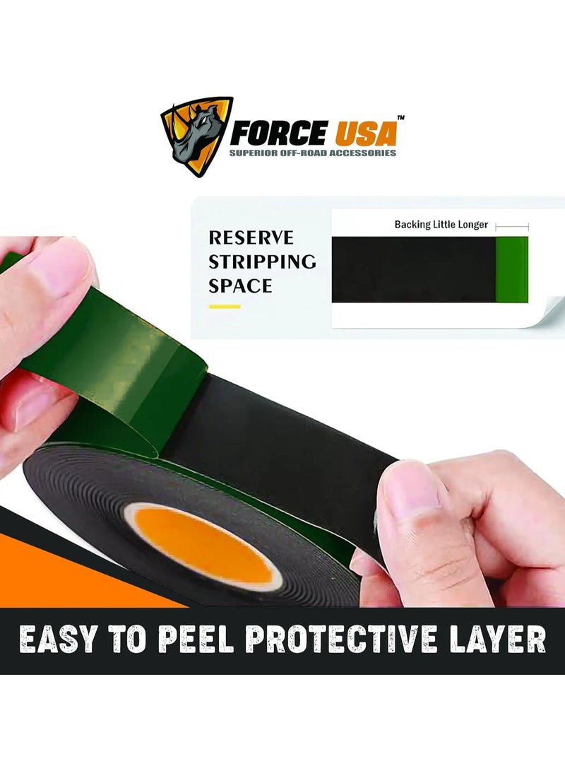 FORCE USA شريط لاصق أكريليكي مزدوج الجوانب - امتصاص صدمات متين، تطبيق سهل، والتصاق ممتاز للاستخدام الداخلي والخارجي (50 مم × 5 م) - Image 5