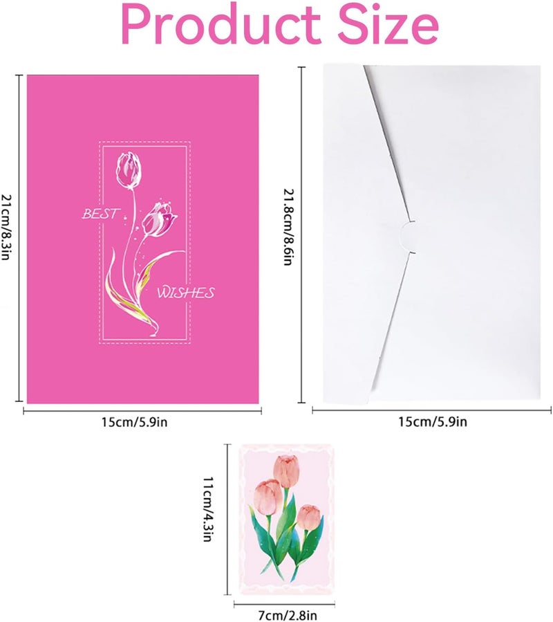 YooxArmor Mothers Day Card for Mom, 3D Pop Up Elegant Flower Bouquet Greeting Card for Daughter, Happy Birthday Anniversary Card with Envelope - Image 4