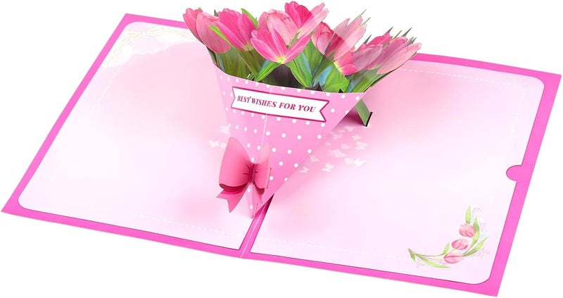 YooxArmor Mothers Day Card for Mom, 3D Pop Up Elegant Flower Bouquet Greeting Card for Daughter, Happy Birthday Anniversary Card with Envelope - Image 2