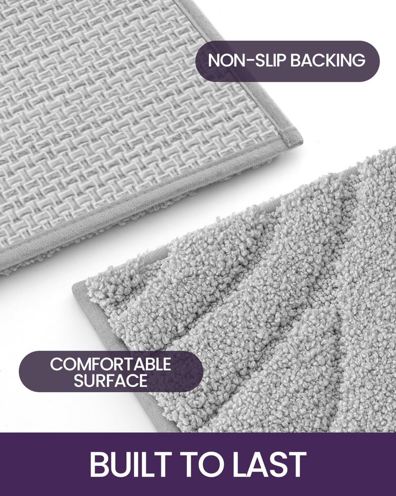 DEXI Bathroom Rugs 24""x36""  Extra Soft Absorbent Bath Rugs  Non Slip Bath Mats for Bathroom Floor  Machine Washable Rugs for Shower Floor  Light Grey - Image 4