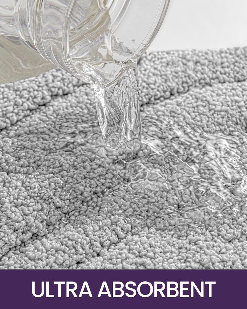 DEXI Bathroom Rugs 24""x36""  Extra Soft Absorbent Bath Rugs  Non Slip Bath Mats for Bathroom Floor  Machine Washable Rugs for Shower Floor  Light Grey - Image 3