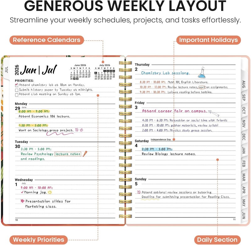 Taja Planner 2026–2027, Weekly & Monthly Academic Organizer for School Year, Jul 2026–Jun 2027, Hardcover Planner with Tabs, Back to School Essential, 8.5" x 11", Creative Corner - Image 3