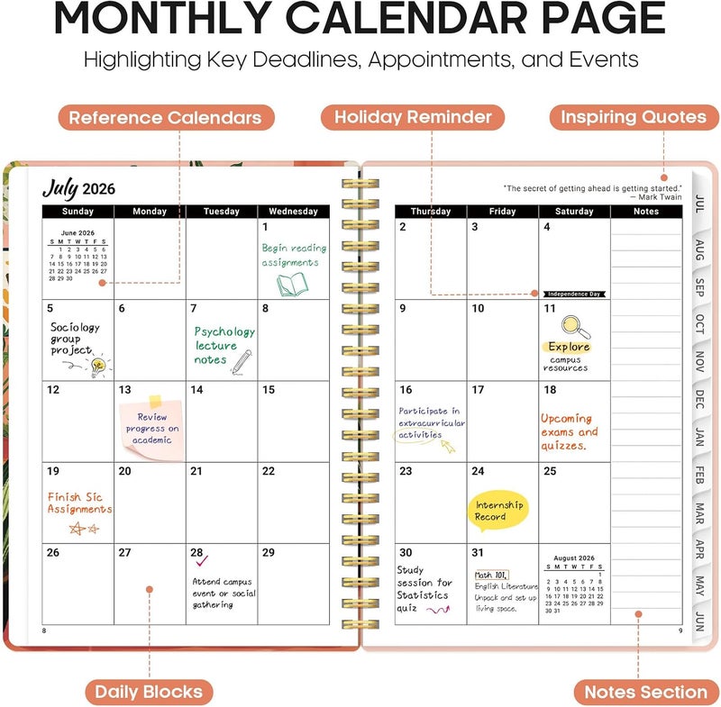Taja Planner 2026–2027, Weekly & Monthly Academic Organizer for School Year, Jul 2026–Jun 2027, Hardcover Planner with Tabs, Back to School Essential, 8.5" x 11", Creative Corner - Image 2