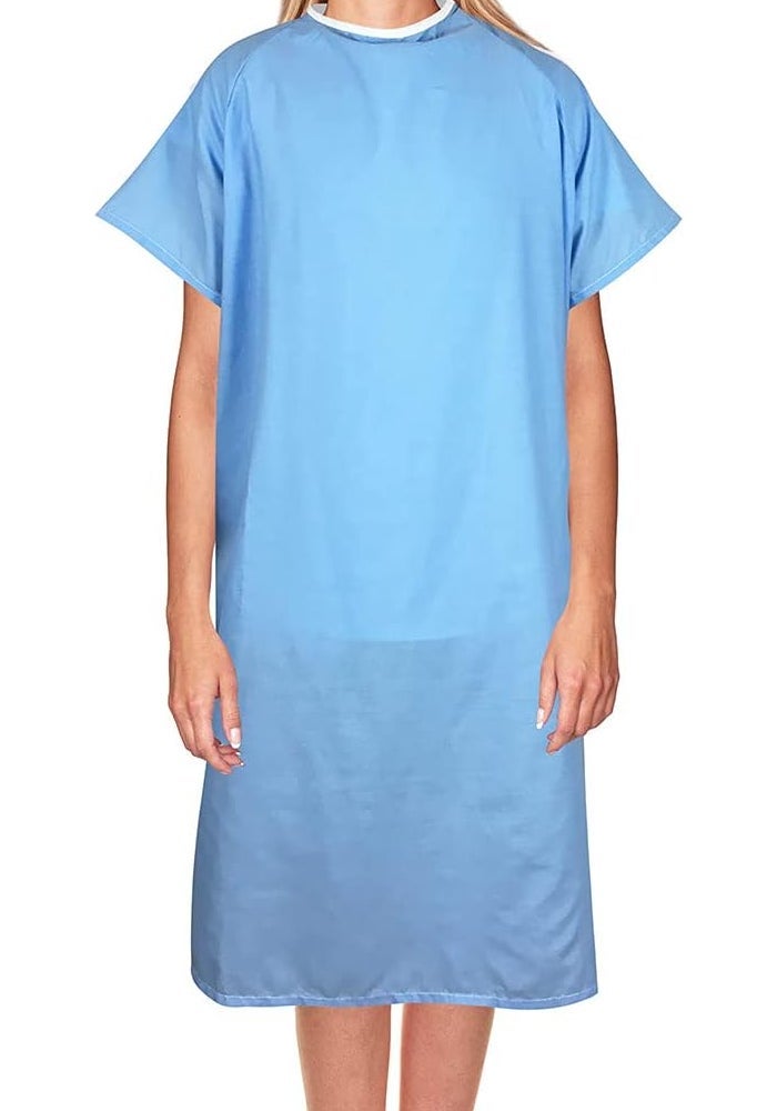 DMI Easy Access Unisex Patient Hospital Gown - Extra-Large, Machine Washable, Blue - Image 1