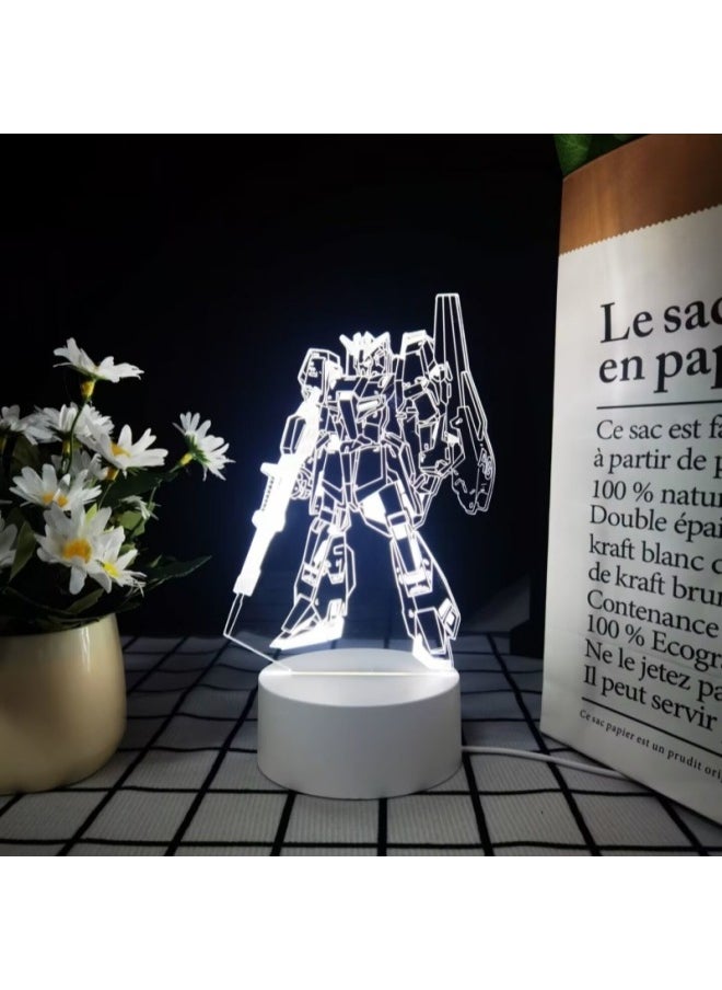 null - Robot Mobile Soldier Gundam Nightlight Bedroom Atmosphere Light Desktop Ornaments Cold Door Gizmos Birthday Gift-Color:Monochrome Warm White Light Without Switch Usb Socket-Specification:Z Gundam - Image 1