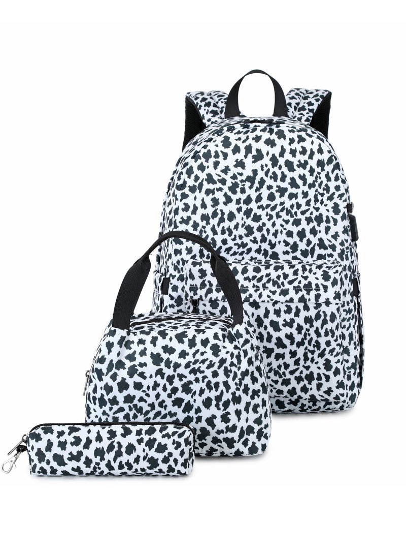 Loquat Leopard Print Casual Backpack Large Capacity Space School Bag Black  - Image 1