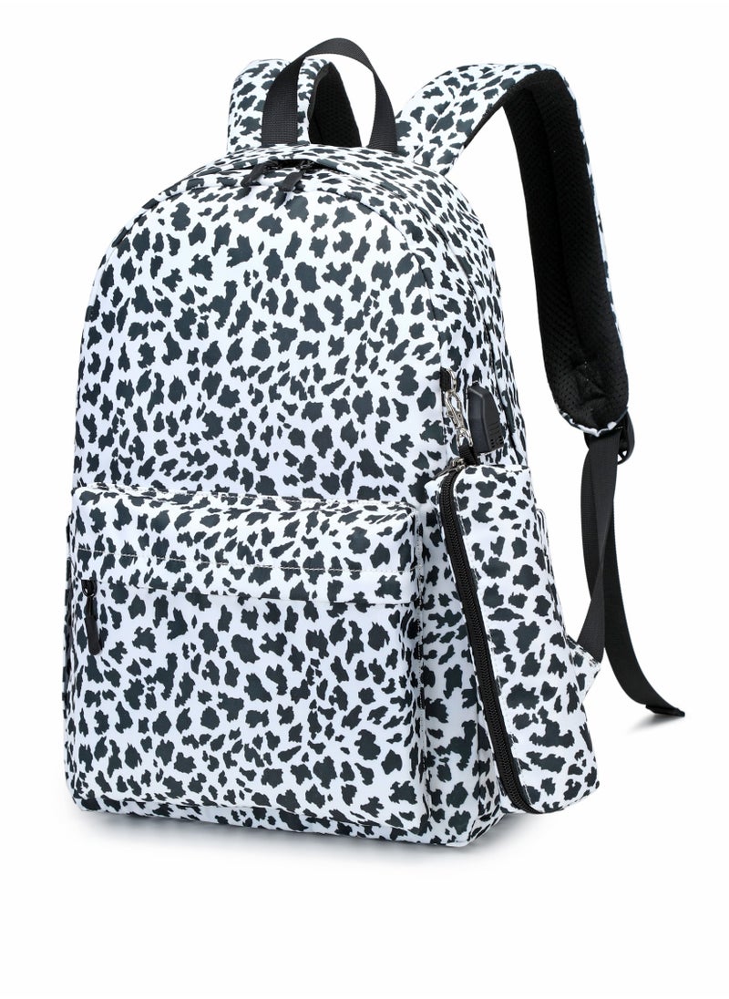 Loquat Leopard Print Casual Backpack Large Capacity Space School Bag Black  - Image 2