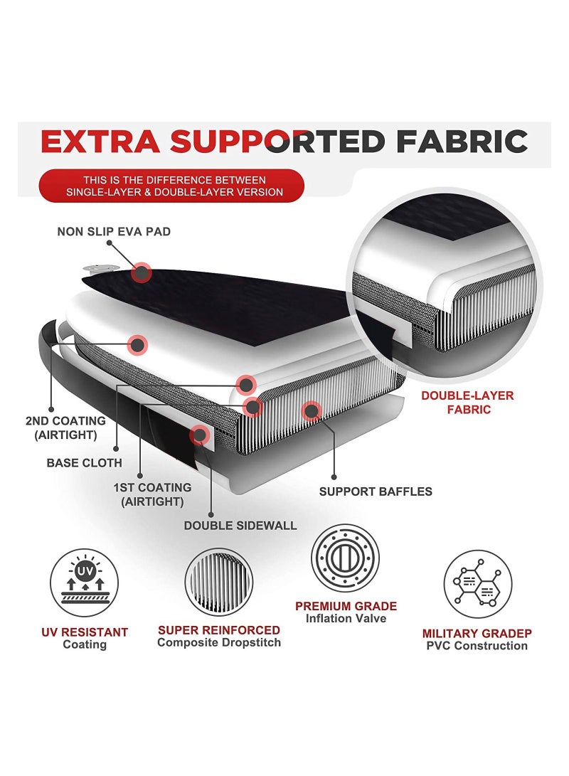 Premium Inflatable Stand Up Paddle Board (6 Inches Thick) with SUP Accessories | Wide Stance Bottom Fin for Paddling Surf Control Non-Slip Deck | Youth & Adult Standing Boat - Image 3