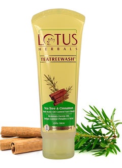 Lotus LotUS Herbals Teatreewash Tea Tree & Cinnamon Antiacne Oil Control Face Wash, White, 120 G  - Image 1