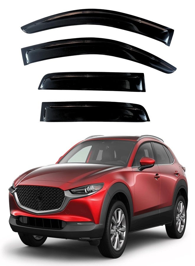 KPY Window Visor Compatible with Mazda CX-30 2020-2025 (CX30), 4PC Rain Guard Side Window Vent Deflectors Tape-On Style, 2020 2021 2022 2023 2024 2025 - Image 1