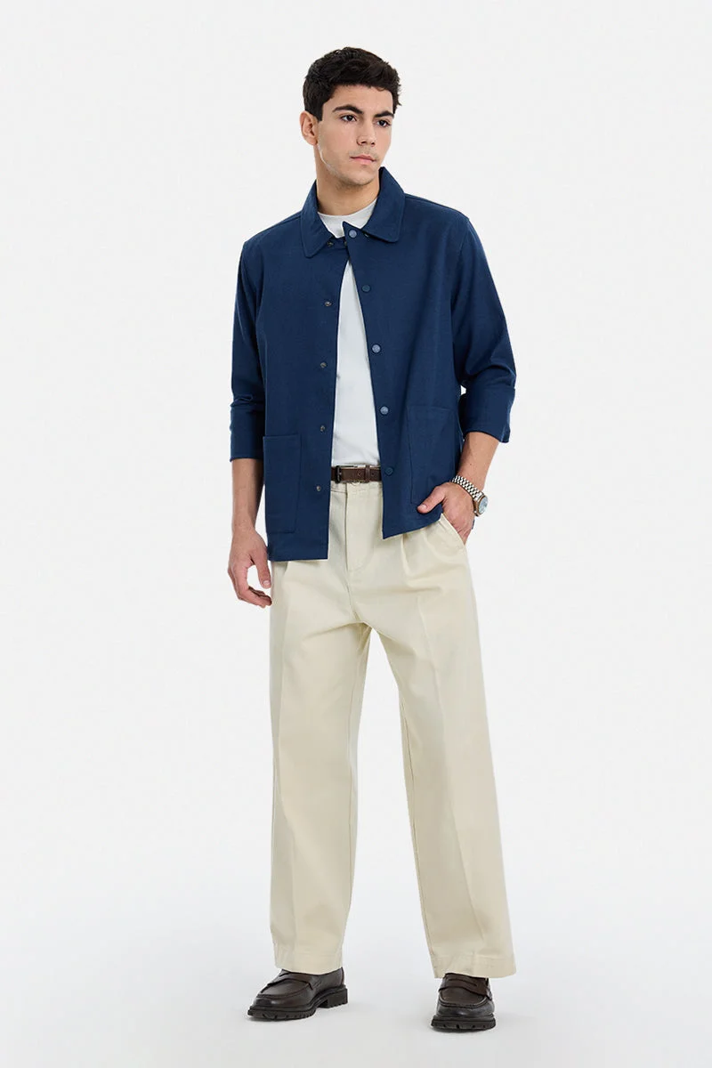 سنيتش Navy Solid Long Sleeve Regular Fit Jacket