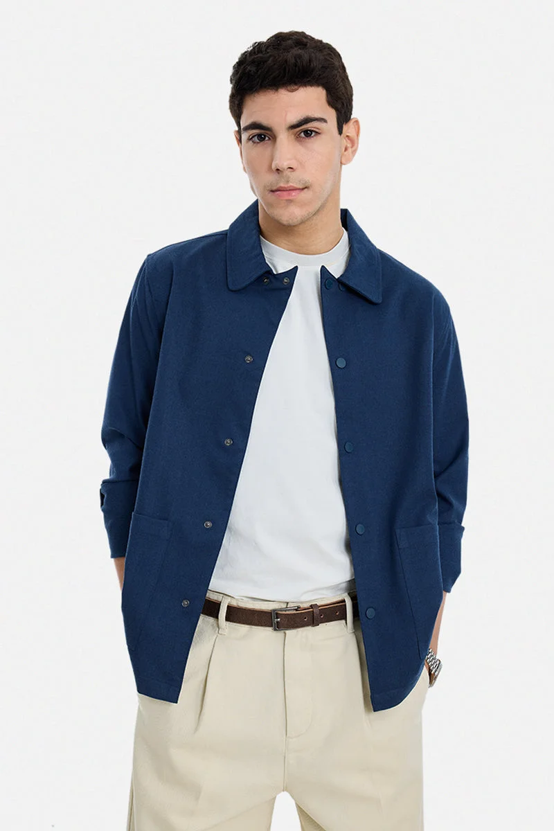 سنيتش Navy Solid Long Sleeve Regular Fit Jacket