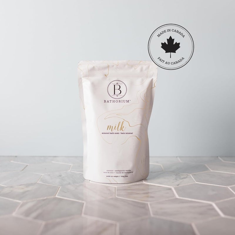 Bathorium Milk Mineral Bath Soak Made with Coconut Dead Sea Salt Vanilla Bean CO2 Ideal for Hydration pH Balanced Coconut Scented Bath Soak for Women Approximately 5 Baths 23 oz - Image 2