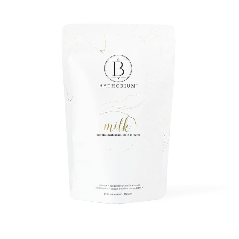 Bathorium Milk Mineral Bath Soak Made with Coconut Dead Sea Salt Vanilla Bean CO2 Ideal for Hydration pH Balanced Coconut Scented Bath Soak for Women Approximately 5 Baths 23 oz - Image 1