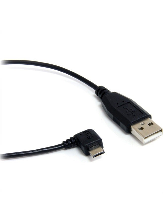 StarTech .com 3 ft / 91cm Micro USB Cable - A to Right Angle Micro B - USB Type A - 90 Degree Micro-USB Type B (M) - Black (UUSBHAUB3RA) - Image 1