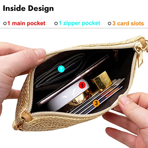 Beurlike Straw Clutch Purses for Women Beach Wristlet Wallet Small Cross body bag for Girls(Natural) - Image 3