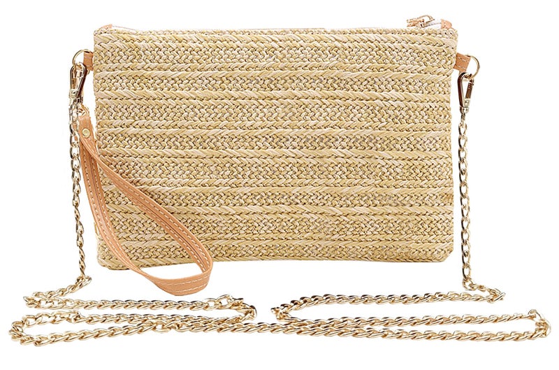 Beurlike Straw Clutch Purses for Women Beach Wristlet Wallet Small Cross body bag for Girls(Natural) - Image 1