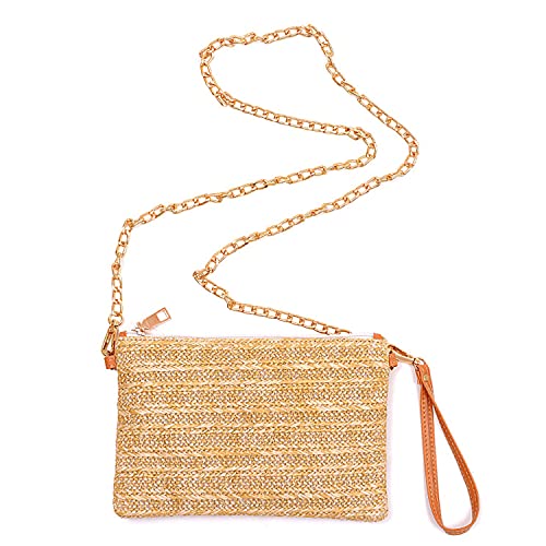 Beurlike Straw Clutch Purses for Women Beach Wristlet Wallet Small Cross body bag for Girls(Natural) - Image 4