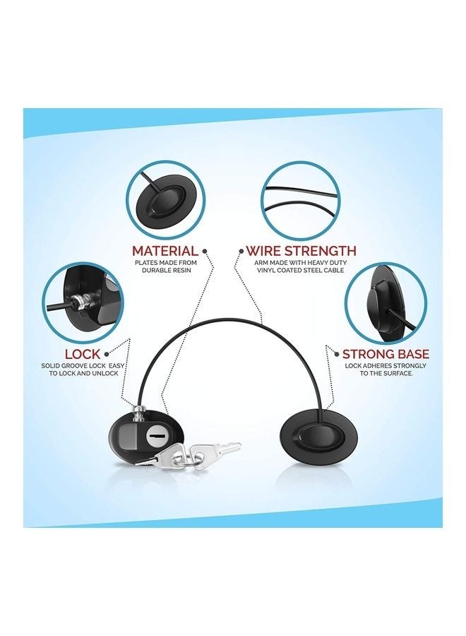 قفل باب الثلاجة ذو قطعتين مع 4 مفاتيح باللون الأسود - Image 4