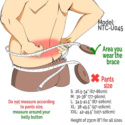 NeoTech Care Back Belt Support for Men or Women Breathable Adjustable Lower Back Brace Double Pull Compression Straps Black Size XXL - Image 3