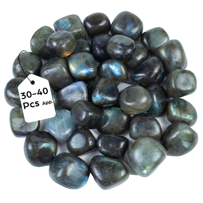 Crocon 1Lb Labradorite Tumbled Stones and Crystals Bulk Natural Crystal Kit for Reiki Healing Crystals Polished Tumble Stones Chakra Balancing Good Luck Reiki Gift Home Decor Size  2025 mm