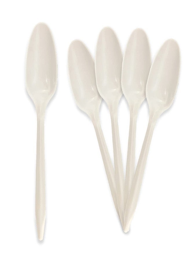 PAMI Bulk Plastic Spoons 1000 Count Disposable Medium Weight Sturdy Cutlery for Parties and Catering (Teaspoons Teaspoons White) - Image 2