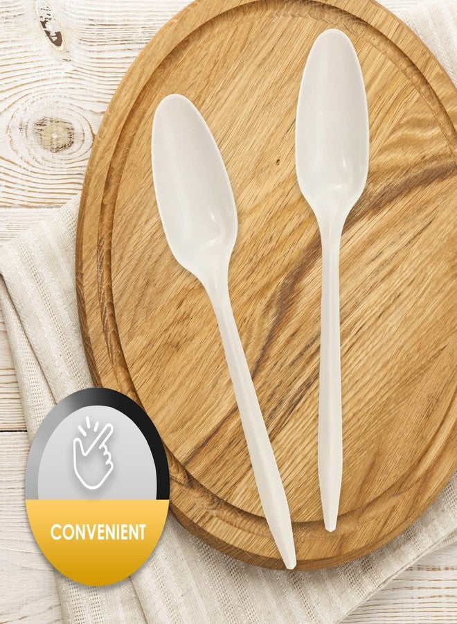 PAMI Bulk Plastic Spoons 1000 Count Disposable Medium Weight Sturdy Cutlery for Parties and Catering (Teaspoons Teaspoons White) - Image 4